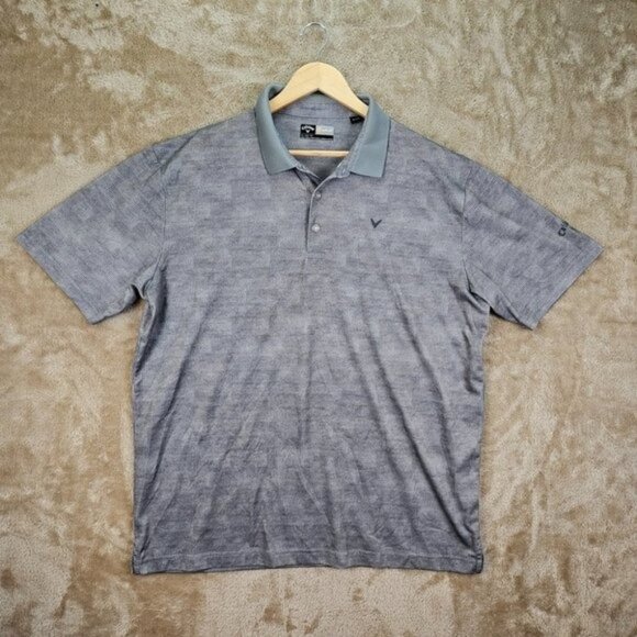 Callaway Opti-Dri Polo Golf Shirt Geometric Mens Size XL Gray Short Sleeve - Picture 1 of 10
